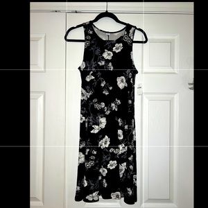 Black tank top dress with floral designs